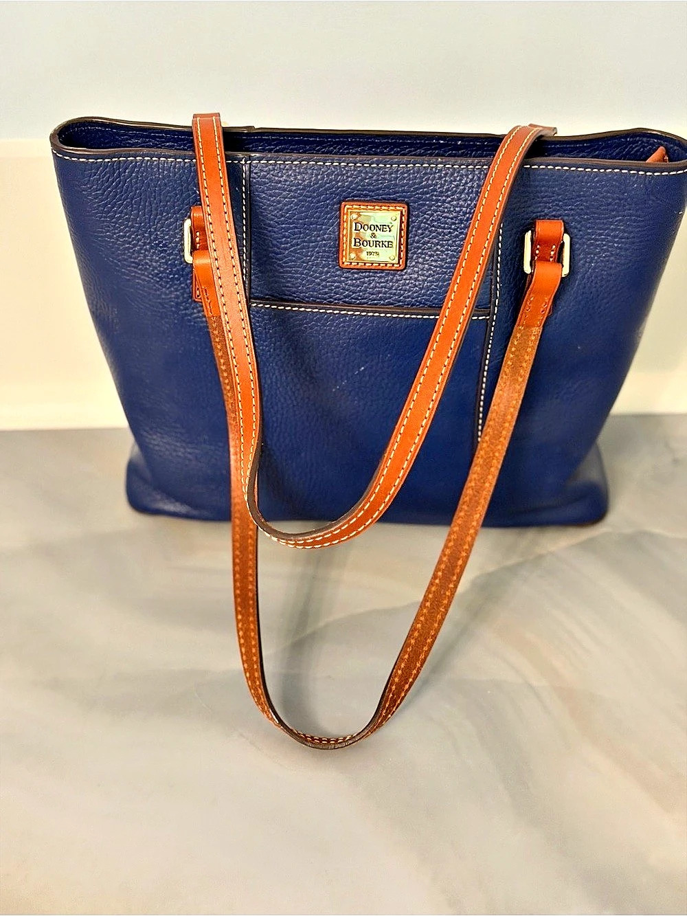 Dooney & Bourke Navy Blue Pebble Leather Tote